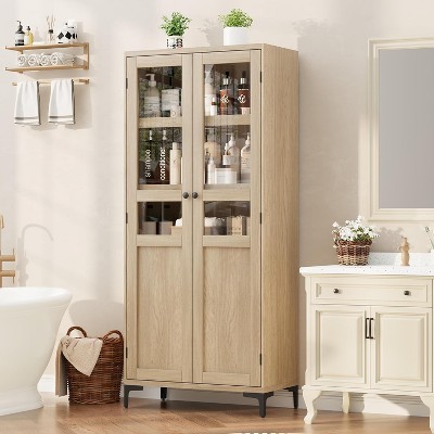 63 Inch Tall Storage Cabinet, Kitchen Pantry 5 Tier Bathroom Cabinet with 2 Doors Adjustable Shelves for Kitchen, Dining Room, Bathroom