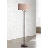 Franklin Iron Works Tristan Modern Floor Lamp 64" Tall Deep Bronze Metal Sheer Outer Linen Inner Double Drum Shade for Living Room Bedroom Office Home - 2 of 4