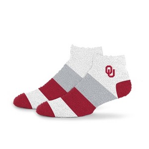 NCAA Oklahoma Sooners Neapolitan Stripe Fuzzy Socks - 1 of 3