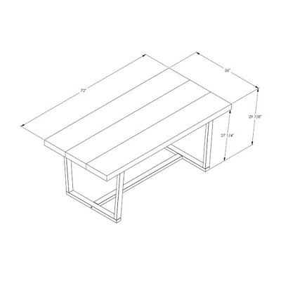 Okak 72/52Inch Rectangle Dining Table with Distressed Solid Wood Top and Metal Open Frame for Dining Room