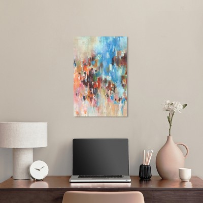 Gallery Wrapped Blue and Orange Abstract Canvas Wall Art, 16" x 24"