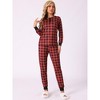 cheibear Christmas Family Red Black Plaid Print Long Sleeve Top Matching Pants Pajama Set - 2 of 4