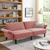 SKRAN 78" Velvet Futon Sofa Bed,Convertible Futon Sleeper Sofa with Folding Armrests, Modern Loveseat Couch for Living Room, Bedroom (Pink) - 4 of 4