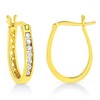 14K Yellow Gold Plated Silver 1/4 Cttw Diamond Leverback Hoop Earrings - 2 of 4