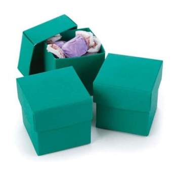 Paper Frenzy Emerald Green 2 Piece Party Favor Boxes with Lids 2x2x2 inches (25 pack) for Valentine's Day, Wedding Shower Birthday