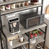 Nasitip 35.4''Microwave Stand w/Open Storage Shelves Coffee Bar with Wire Basket Industrial 6-Tier Kitchen Storage Rack with Hutch,Gray - 4 of 4