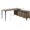 Vynxaria Rustic Oak Black Desk Distressed Finish Writing Table for Home Office Rustic Interiors - 2 of 4