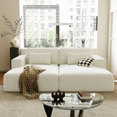 Modern Double Chaise Sectional Sofas with 2 Pillows, Upholstered Chaise Sectional Sofas for Living Room, Apartment or Lounge Area-Maison Boucle