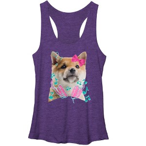 Women's Lost Gods Puppy Headphones Racerback Tank Top - 1 of 3