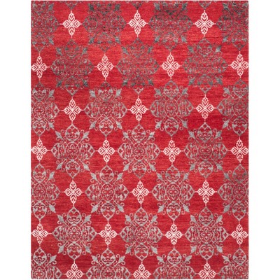 8'x10' Medallion Knotted Area Rug Red/Ivory - Safavieh