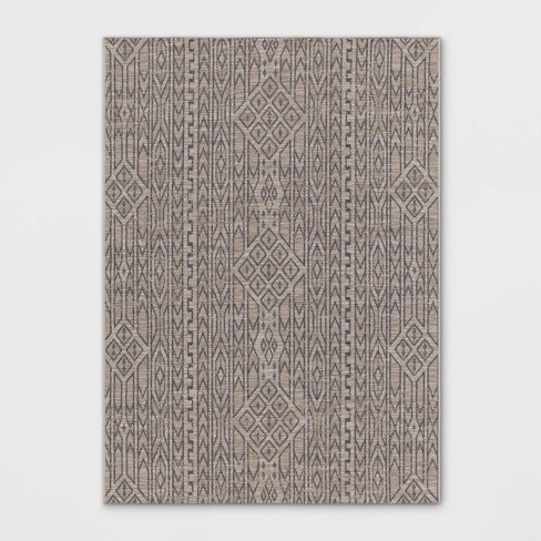 5'3x7' Outlined Geo Pattern Indoor/Outdoor Rug Neutral - Threshold™