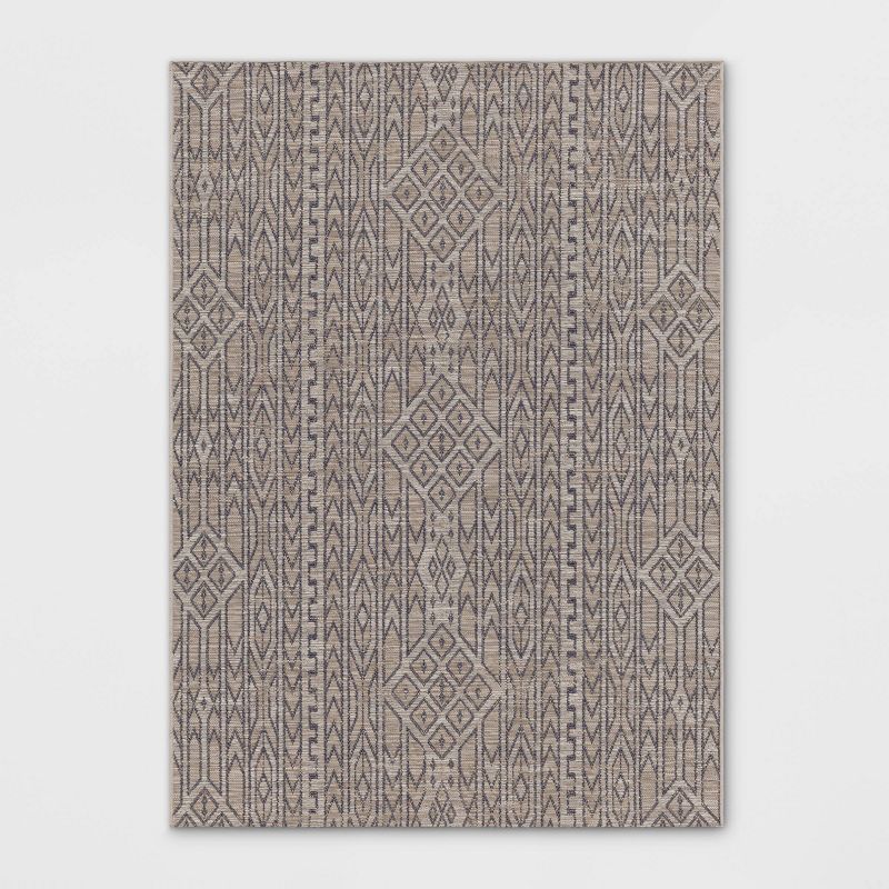 Outlined Geo Pattern Outdoor Rug Neutral - Threshold™, 1 of 6