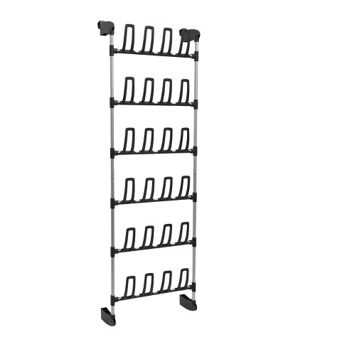 Organize It All Overdoor 12 Pair Shoe Rack with 4 Accessory Hooks