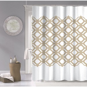 Dainty Home 3D Printed Textured 100% Cotton Shower Curtain - 1 of 3