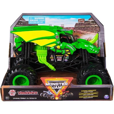 Monster Jam, Bakugan Dragonoid Monster Truck - Green, 1:24 Scale Die-Cast Vehicle-Chrome Rims and BKT Tread Tire for Playsets, Collectible