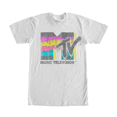 Men s MTV Retro Logo Drip T Shirt White 2X Large