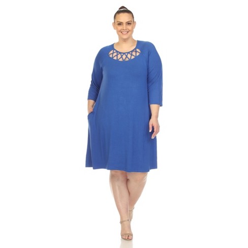 Royal blue swing 2024 dress plus size