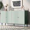 Modern four door side panel with wavy doors, round legs, and metal handles - multifunctional cabinet - 2 of 4