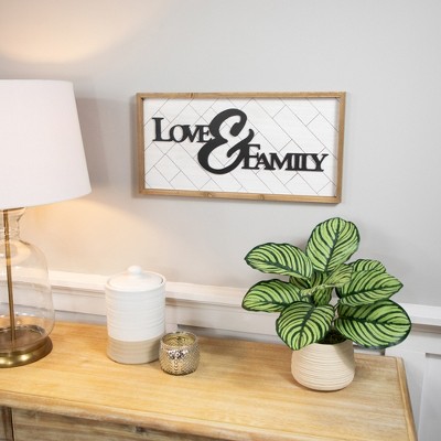 Love & Family White and Black Wooden Framed Wall Art