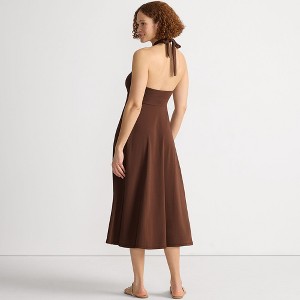 Lands' End Women's Cotton Modal Halter Midi Dress - X-Small - Tree Bark - 1 of 4