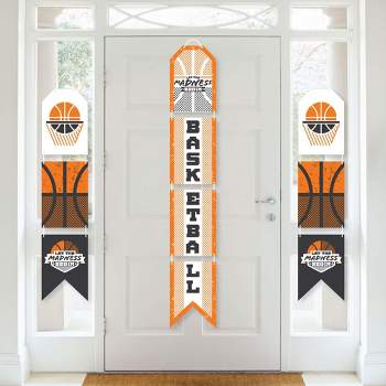 Big Dot of Happiness Basketball - Let The Madness Begin - Hanging Vertical Paper Door Banners - College Basketball Wall Decor Kit - Indoor Door Decor