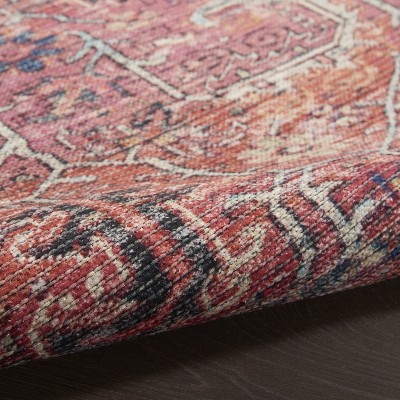 Brick Red Vintage Persian Washable Chenille Area Rug 4' x 6'