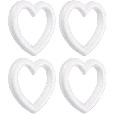Juvale 4 Pack White Foam Heart Wreath Forms for Crafts, DIY Hearts for Wedding, Valentine's Decorations, 10 Inches