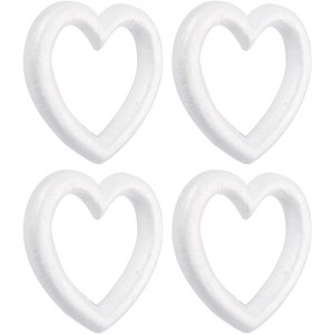 Juvale 4 Pack White Foam Heart Wreath Forms for Crafts, DIY Hearts for Wedding, Valentine's Decorations, 10 Inches - 1 of 4