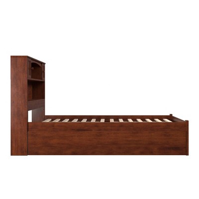 Newport Full/Double Captain's Bed with Bookcase Headboard and Storage Trundle in Walnut