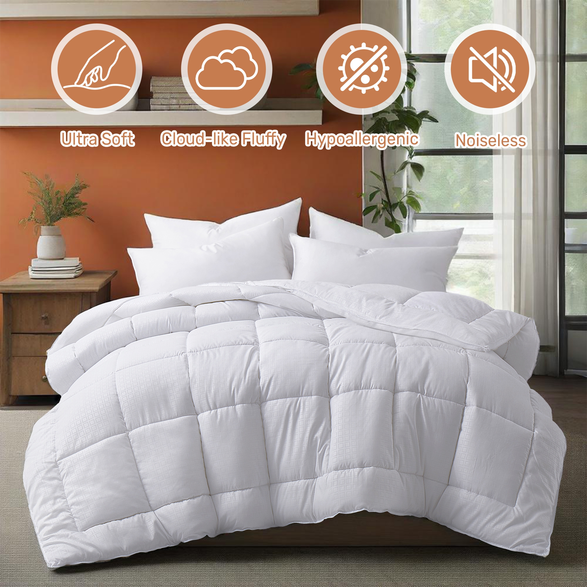 Peace Nest All Season Down Alternative Comforter Duvet Insert with Soft Microfiber Shell, Queen