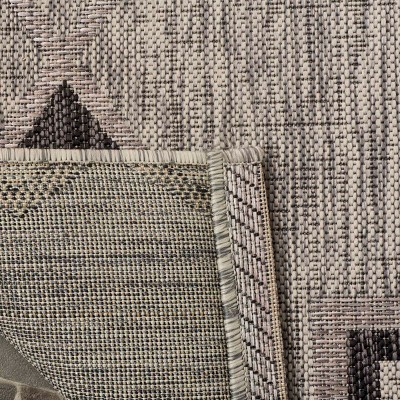 Gray and Black Geometric Indoor/Outdoor Area Rug