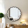 FURNIinspire Decorative Wall Mirrors Versatile Mirror For Bathroom Bedroom Entryway, Stylish, Solid Wood Wavy Wall Mirror, Black, 35.6"*35.6" - 4 of 4