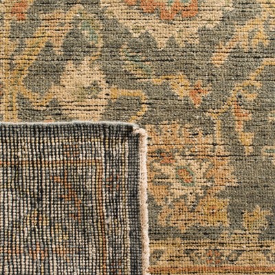 Gray Floral Motif Hand-Knotted Wool Area Rug 6' x 9'