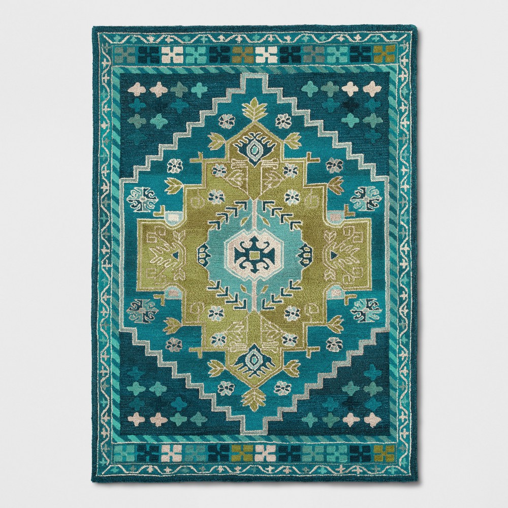 5X7' Persian Wool Tufted Area Rug Teal Blue - Opalhouse was $179.99 now $143.99 (20.0% off)