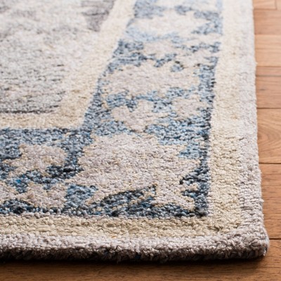 Hand-Tufted Blue and Beige Wool Blend Abstract 4' x 6' Area Rug