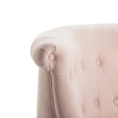Blush Pink Tufted Armless Slipper Chair with Turned Legs