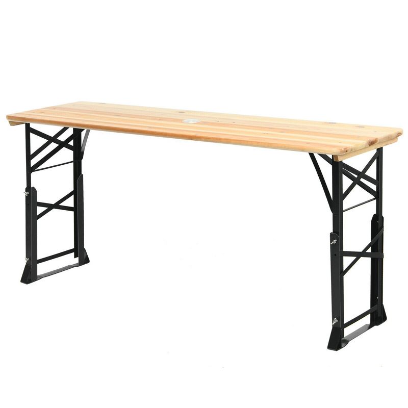 Costway 66.5" Outdoor Folding Wood Picnic Table Height Adjustable Metal Frame, 1 of 11