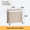 JANSNO PE Rattan Powder Coating Frame Laundry Hamper With Lid, 2 Removable Bags and Wheels, 160L Capacity - 3 of 4