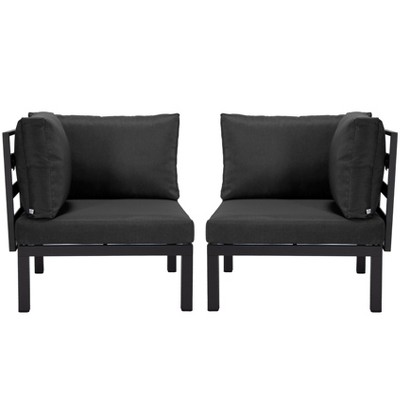 LeisureMod 2-Piece Corner Chair Loveseat Upholstered in Polyester with Aluminum Frame and Removable Cushion Hamilton Collection