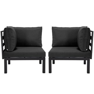 LeisureMod 2-Piece Corner Chair Loveseat Upholstered in Polyester with Aluminum Frame and Removable Cushion Hamilton Collection - 1 of 4