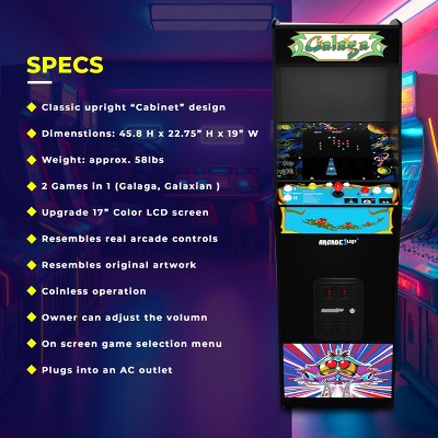 Arcade1Up GALAGA Deluxe 5ft Stand-Up Arcade Machine with 14 Classic Games