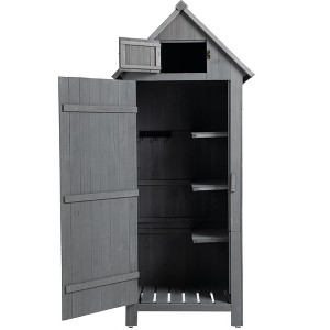 70.5" Wooden Outdoor Storage Shed with Lockable Doors & Sloping Asphalt Roof, Weatherproof Garden Tool Cabinet for Patio, Lawn & Backyard - 1 of 4