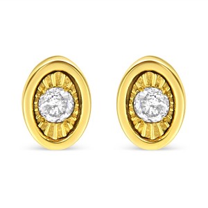 10K Yellow Gold Plated Silver 1/10 Cttw Diamond Stud Earrings - 1 of 4