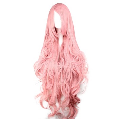 Unique Bargains Women Curly Human Hair Wigs 35" with Wig Cap