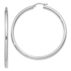 Black Bow Jewelry 3mm, Sterling Silver, Classic Round Hoop Earrings - 55mm (2 1/8 Inch) - 1 of 4