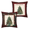 Merry Christmas Pillow Covers 18x18 Set of 2 Red Classic Checkered Green Xmas Tree - 3 of 3
