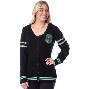Harry Potter Womens' Slytherin House Open Front Cardigan Juniors Knit Sweater - 1 of 3
