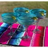 Dos Sueños Mexican Hand Blown  Margarita Glasses - Aqua Swirl - 16oz - Set of 4 - 2 of 4