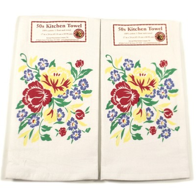 Decorative Towel 24.0" Country Garden Towels Set/2 100% Cotton Spring Bouquet  -  Kitchen Towel