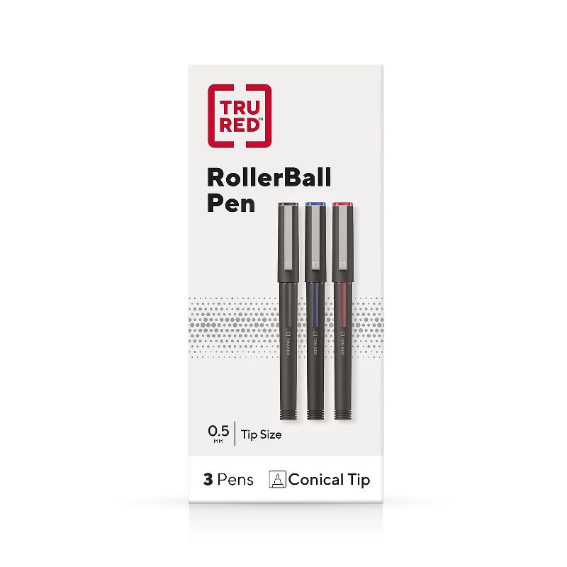 TRU RED Rollerball Pens Fine Point Assorted Colors 3/Pack (TR58251), 1 of 10